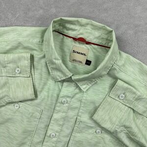 Simms Fishing Shirt Mens XL Green Space Dye Long Sleeve Button Up Technical